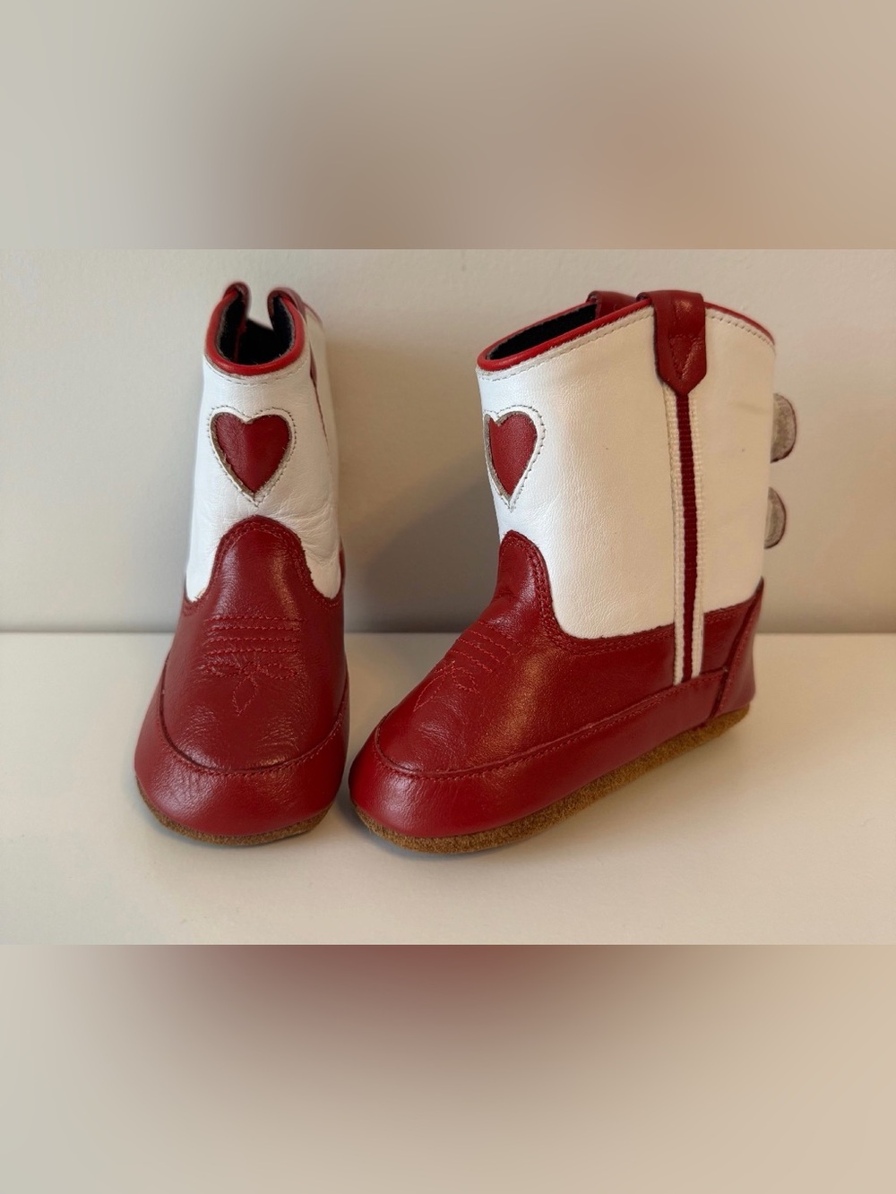 Old West Poppets Infants Leather Heart Cowboy Boots Size 3 INF